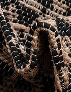 Unique Loom Chindi Jute Collection Area Rug (1' 2" x 10' Table Runner, Black/ Natural)