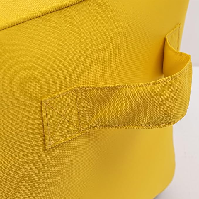 QILLOWAY Indoor/Outdoor Inflatable Stool, Ottoman Pouf Cube 16",All Weather Foot Rest for Camping or Home (Yellow)