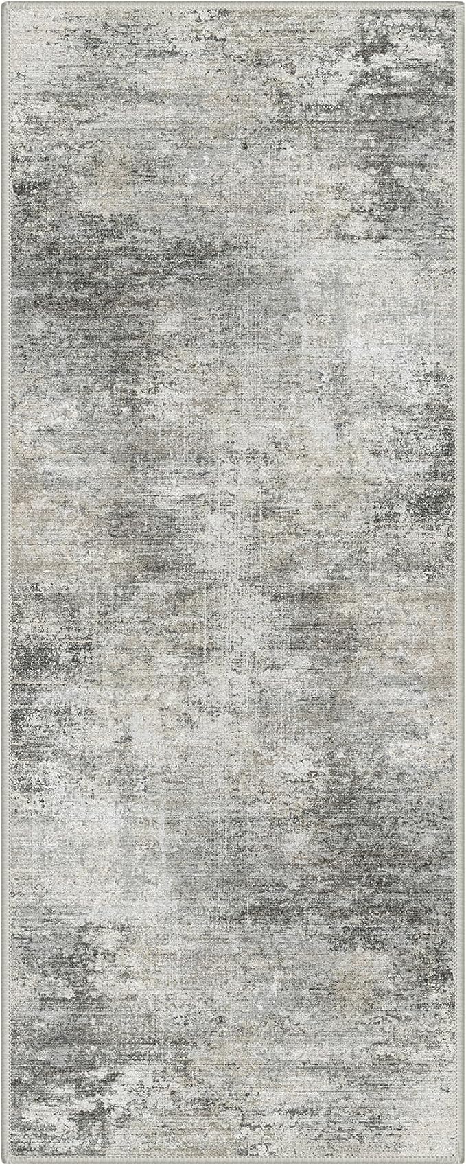 GENIMO Washable Rugs 2x5 Runner Rugs for Hallway Kitchen, Modern Lightweight Rug Ultra Soft Indoor Runner Rugs for Entryway, Low Pile Carpet with Non Slip Backing, Mist Grey