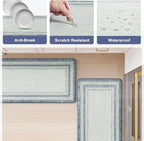 KIMODE Anti Fatigue Kitchen Mat 2PCS,Non-Skid Waterproof Kitchen Rugs,Farmhouse Kitchen Mat for Floor,Cushioned Comfort Foam Standing Mat for Floor,Office,Sink,Desk,Laundry,Blue and Gray