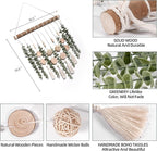 Boho Bathroom Decor Artificial Eucalyptus Hanging Wall Decor Fake Greenery Leaves Plants Wicker Ball on 16.5 inch Stick Rustic Farmhouse Natural Bedroom Kitchen Nursery Office Decorations