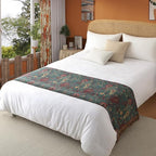 Boho Throw Blanket Queen Size, Oversized Soft Cozy Cotton Muslin Quilt Blanket for Bed Decor, Floral Patterned Couch Sofa Chair Cover, Vintage Farmhouse Cottage Woven Blanket, Green&Orange