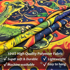 ARTCREATOR Funny Vintage Frog Mushroom Tapestry, Galaxy Space Planet Home Decor Hippie Wall Tapestries for Living Room Bedroom (59" x 78")