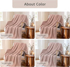 WRENSONGE Striped Throw Blanket, Pink Soft Cozy Fluffy Warm Hand Made Throw Blankets for Couch, Sofa, Chair, Bed, Camping, Picnic, Travel Lightweight Bed Blanket - 60"*80"