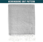 PAVILIA Light Gray Herringbone Throw for Couch, Decorative Outdoor Accent Blanket, Faux Cashmere, 50x60