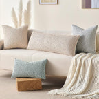 Decorative Couch Throw Pillow Covers 16x16 Beige Striped Soft Wool Pillow Covers Neutral Textured Boho Cushion Covers for Modern Farmhouse Sofa Bedroom Living Room Decor SY011-A16