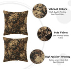 Neutral Flowers Dark Brown Soft Velvet Throw Pillow Covers Set of 2 Boho Vintage Abstract Floral Decorative Pillow Covers 18x18 Inch Retro Bohemian Pillow Case For Sofa Couch Farmhouse Home Decor