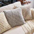 Aeckself Boho Chenille Tufted Pillow Cover 20x20 Inch, Decorative Square Throw Pillow Cover Neutral Pillowcase for Couch Bedroom Living Room, Black Gray