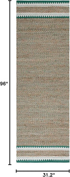 SAFAVIEH Natural Fiber Collection Runner Rug - 2'6" x 8', Natural & Green, Handmade Farmhouse Boho Coastal Rustic Jute, Ideal for High Traffic Areas in Living Room, Bedroom (NF874Y)
