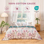 Boho Throw Blanket for Bed Cotton Spring Blankets Bedroom Living Room Twin All Season Lightweight Floral Embroidery Quilt for Couch Sofa Chair 60"x80"