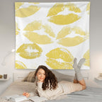 WNAGT Trendy Black and White Kiss Lips Tapestry Wall Hanging, Funky Makeup Wall Decor, Fashion Aesthetic Wall Blanket Decor for Girls Room College Dorm Makeup Room Beauty Room, 50x60 Inch