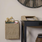 Rectangular Wicker Hanging Baskets, Set of 2, Small and Large, Handwoven Seagrass, Durable Metal Wire Frame, Multipurpose and Contemporary, Perfect for Organizing Newspapers, Mail and More, Natural