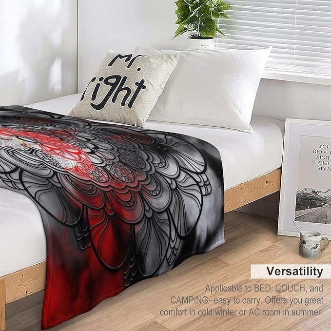 Black Red Mandala Throw Blanket Abstract Yellow Red Black Boho Floral Modern Blanket for Sofa Bed Couch Chair Or Dorm 40"x50"
