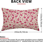 Hot Pink Floral Pillow Covers 12x20 Set of 2 Vintage Rustic Old Style Cute Small Flower Pink Cream Print Decorative Outdoor Pillowcases Farmhouse Throw Cushion Case Decor for Couch Sofa Bed