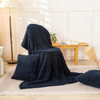 YUSOKI Sherpa Large Throw Blanket Single Layer,Light Weight(1.7lb),370GMS-3D Stylish Design for Gift Home Decor (Navy,50"x65")