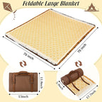 VitalCozy Waterproof Picnic Blankets 71×71 inch Outdoor Blanket Foldable 2 in 1 Double Layer Sandproof Beach Mat with Carry Strap for Camping Lawn Park Beach Grass(Yellow)