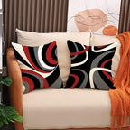 Red and Black Throw Pillow Covers 18x18 Set of 4,Grey Modern Abstract Pillowcases,Gray Geometric Circle Pattern Decor for Sofa Couch Living Room Bedroom Home Outdoor