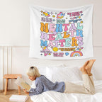 WARDOS Mental Health Matters Tapestry, Boho Trendy Mental Health Tapestry Wall Hanging, Inspirational Psychology Wall Blanket Decor for Therapy Office Classroom Girls Bedroom, 50x60 Inch
