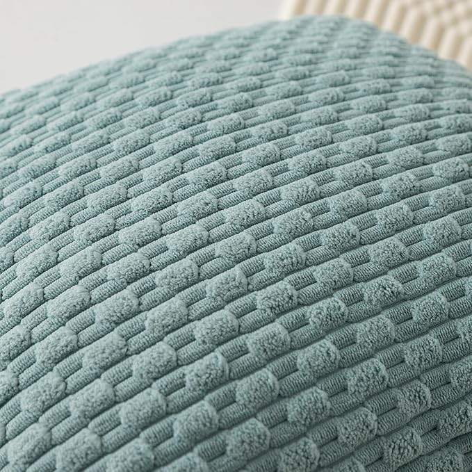Kevin Textile 12x20 Inch Pillow Cover 1 Pack Boho Decorative Soft Striped Corduroy Lumbar Farmhouse Accent Rectangle Cushion Case for Living Room Couch Sofa Bed, Dusty Green