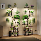 Plant Stand Indoor with Grow Lights 9 Tiered Wood Plant Shelf 62" Tall Plant Stand Metal Frame for Indoor Plants Multiple Flower Pot Holder, Large Plant Rack for Living Room Patio Corner 2 Pack