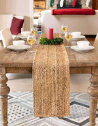 Unique Loom Braided Jute Collection Area Rug - Dhaka (1' 2" x 10' Table Runner, Natural)