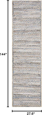 SAFAVIEH Cape Cod Collection 2'3" x 12' Natural/Blue CAP250A Handmade Flatweave Jute Entryway Foyer Living Room Kitchen Runner Rug