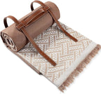VitalCozy Waterproof Picnic Blankets 71×71 inch Outdoor Blanket Foldable 2 in 1 Double Layer Sandproof Beach Mat with Carry Strap for Camping Lawn Park Beach Grass(Khaki)