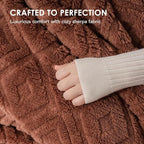 EverGrace Jacquard Boho Sherpa Fleece Throw Blanket for Couch, Super Soft Cozy Fuzzy Plush Blankets for All Seasons, Reversible Thick Warm Blanket for Bed, Sofa, Living Room, Terracotta, 60" x 80"