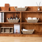 Small Wicker Baskets,small baskets for organizing,wicker storage Basket,small woven basket Seagrass Storage Baskets,Rattan Basket for Shelves Toilet Paper Basket with Handle,4 Pack