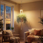 Hanging Plant Grow Lights for Indoor Plants with Timer, Wall Mounted Full Spectrum Pendant Growing Light with Macrame Plant Hanger, Ceiling LED Planta Luz for Potted Plants Home Decor