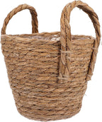 Zerodeko Seagrass Planter Basket Straw Plant Baskets Woven Basket Flower Plant Pot Wicker Plant Containers with Plastic Liner for Indoor Plants Laundry Room 16cm Khaki