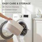 65L Extra Large Blanket Basket for Living Room - Woven Cotton Rope Laundry Hamper with Reinforced Handles - Storage Bin for Pillows, Comforters & Toys - Machine Washable,White&Brown