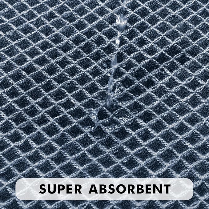 MIULEE Set of 2 Waffle Bathroom Rugs, Boho Bath Rugs Non Slip Washable, Super Absorbent Bath Mats, Ultra Soft Rubber Backed Shower Mats for Bathroom Floor, Tub and Shower, Blue, 17x24 Inch
