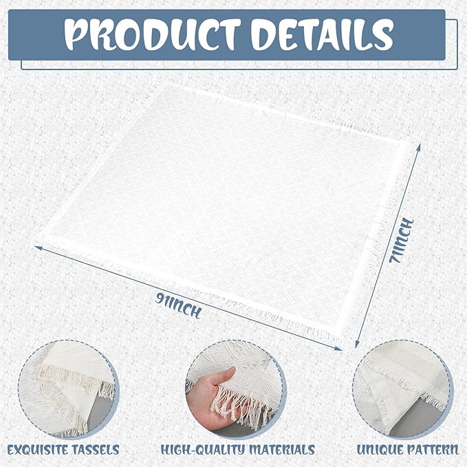Extra Large Outdoor Boho Picnic Blanket 91'' x 71'' Blue Table Runner 6 Throw Pillow Cover Woven Cotton Yarn Oversize Beach Blanket Washable for Picnic Camp Wedding