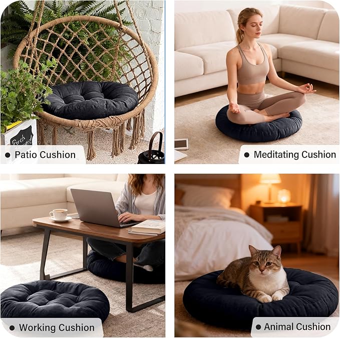 Tiita Outdoor Cushions Square Floor Pillow Thicken Tufted Seat Pad Large Floor Cushion for Yoga Meditation Living Room