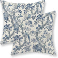Chinoiserie Pillow Covers 20x20 Set of 2 Blue and White Bird Floral Throw Pillows Vintage Blue Flowers Decorations Outdoor Pillowcase Chinoiserie Decor Farmhouse Cushion Case for Couch Home