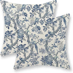 Chinoiserie Pillow Covers 20x20 Set of 2 Blue and White Bird Floral Throw Pillows Vintage Blue Flowers Decorations Outdoor Pillowcase Chinoiserie Decor Farmhouse Cushion Case for Couch Home