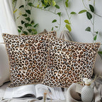 KSLIDS Leopard Print Faux Fur Soft Velvet Throw Pillow Covers Set of 2 Brown Black Cheetah Decorative Pillow Covers 18x18 Inch Animal Pillow Case for Sofa Couch Bedroom Farmhouse Home Decor