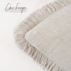 Foindtower Set of 2 Decorative Linen Fringe Throw Pillow Covers Cozy Boho Farmhouse Cushion Cover with Tassels Soft Accent Pillowcase for Couch Chair Sofa Bed Living Room Home Decor,18×18 Inch,Beige