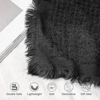 lifein Fall Black Throw Blanket for Couch-Soft Boho Bed Throw Blankets,Cozy Knitted Waffle Throw,Small Farmhouse Lightweight Blanket&Throw for Autumn,Woman,Man,Chair,Sofa,Home Decor(Black,50 * 60")