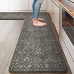 KIMODE Anti Fatigue Kitchen Mat 2PCS,Waterproof Farmhouse Green Kitchen Rugs Non-Slip,Vintage Kitchen Mat for Floor,Cushioned Comfort Foam Standing Mat for Laundry,Office,Sink,Desk