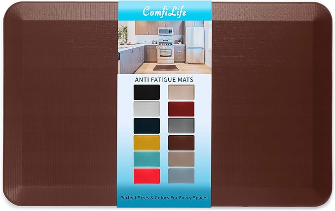 ComfiLife Anti Fatigue Floor Mat – 3/4 Inch Thick Kitchen Mats for Floor, Standing Desk Mat, Kitchen Rug – Comfort at Home, Office – Durable – Stain Resistant – Non-Slip Bottom (20" x 32", Brown)
