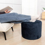 Ottoman Foot Rest Stuffed Round Boho Comfortable Floor Poof Seating Armchair Foot Stool Floor Cushion Bean Bag Pouf Ottoman 18x18x14 Inch Navy Blue