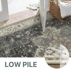 GENIMO 2x5 Runner Rugs for Hallway, Machine Washable Non Slip Vintage Rugs, Low Pile Lightweight Soft Print Rug for enrtyway, Corridor, Home, Office, Kitchen, Muted Charcoal Beige
