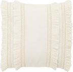 Safavieh Home Collection Grema Boho 16-inch White Fringe Decorative Accent Pillow PLS7142A-1616