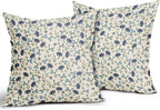 Green Teal Navy Blue Floral Pillow Covers 20x20 Set of 2 Vintage Rustic Old Style Cute Small Flower Print Decorative Outdoor Pillowcases Farmhouse Throw Cushion Case Decor for Couch Sofa Bed