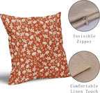 Burnt Orange Pillow Covers 24x24 Set of 2 Vintage Floral Rustic Old Style Cute Flower Print Decorative Outdoor Pillowcases Seasonal Farmhouse Throw Cushion Case Decor for Couch Sofa Bed