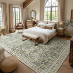 Washable Rugs for Living Room: 10x14 Area Rugs for Bedroom Ultral Soft Non-Slip Stain Resistant Vintage Boho Large Carpet for High-Traffic Dining Room - Farmhouse Decor