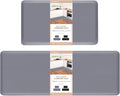 HappyTrends 2 PCS Kitchen Mat Cushioned Anti-Fatigue Floor Mat, Heavy Duty Ergonomic Comfort Foam Standing Mat, Waterproof Non-Slip Kitchen Rugs for Home, Office(17.3"x28"+17.3"x47",Grey)