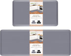 HappyTrends 2 PCS Kitchen Mat Cushioned Anti-Fatigue Floor Mat, Heavy Duty Ergonomic Comfort Foam Standing Mat, Waterproof Non-Slip Kitchen Rugs for Home, Office(17.3"x28"+17.3"x47",Grey)